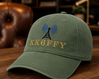Custom Ham Radio Embroidered Hat, Personalized Call Sign Baseball Cap