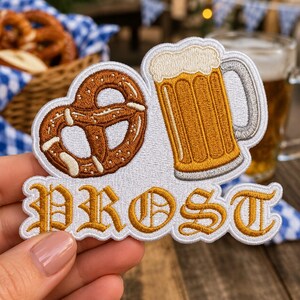 Prost Oktoberfest Embroidered Patch, Vintage Bavarian Beer Mug Iron On Patch, Traditional German Festival Badge, Oktoberfest Beer Lover Gift