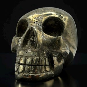 Hand-Carved Pyrite Skull – 2.2 lbs – Artisan Made in Peru