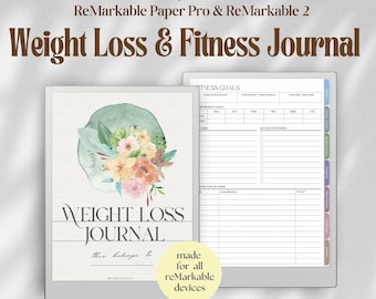 Gewichtsverliesdagboek voor reMarkable Pro en ReMarkable 2: Fitness, Meal, Health Tracker (pdf-sjabloon)