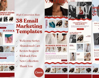 Klaviyo Email Marketing Templates: Welcome Series, Sequence, Newsletter for Fashian Brand (CANVA)
