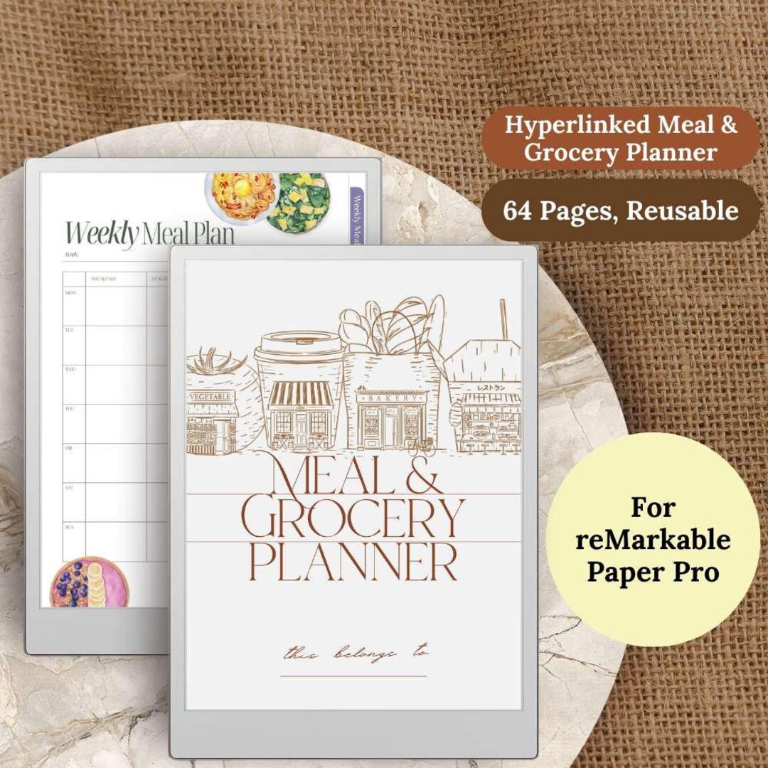 Hyperlinked Meal Planner & Grocery List Remarkable Paper Pro RMPP ...
