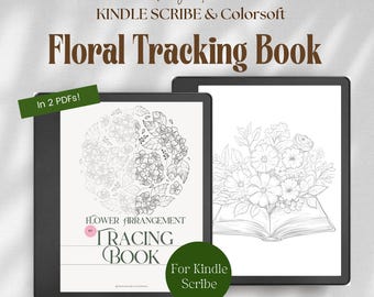 Flower Arrangement Tracing Book Kindle Scribe & Colorsoft: 62 Floral Mindful Tracing Pages