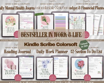 Digital Notebook, Life Planner Kindle Scribe Colorsoft: Wellness, To Do, Budget, Reading