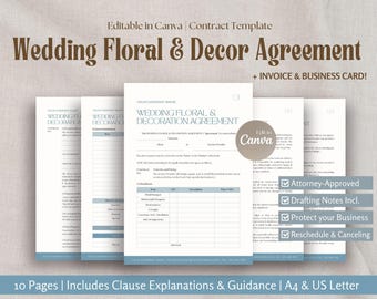 Wedding Ceremony Decor Contract & Floral Design: Agreement Template Bridal Florist