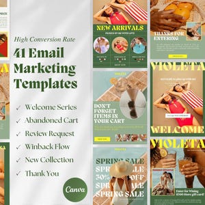 Klaviyo E-Mail Marketing Vorlage Mode | Bademode E-Mail-Reihenfolge Willkommen E-Mail-Kampagne Newsletter Design Flodesk Mailchimp CANVA Shopify