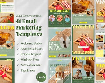 Klaviyo Fashion Email Marketing Templates: Welcome Series, Sequence, Newsletter for Fashion and Skincare (CANVA)