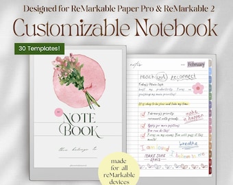 Caderno digital para ReMarkable 2 e ReMarkable Paper Pro: anotações de reuniões, diário, planejador de trabalho.