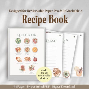 Rezeptbuch für ReMarkable Paper Pro & ReMarkable 2 Template | Kochbuch Einkaufsliste Aufgaben Tracker To Do Checkliste für ReMarkable Pro