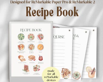 Digital Recipe Book for ReMarkable Paper Pro & ReMarkable 2: Meal Planner, Cookbook, Grocery List