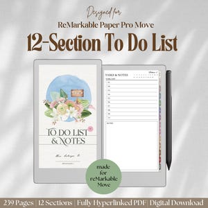 Att-göra-lista för ReMarkable Paper Pro Move: Uppgiftsspårare, Arbetsplanerare (PDF)