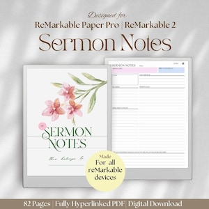 Sermon Notes for ReMarkable Paper Pro ReMarkable 2 | Prayer Faith Planner SOAP Bible Study Devotional Testament Templates for ReMarkable Pro