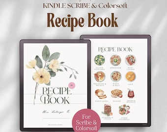 Recipe Book for Kindle Scribe Colorsoft: Meal Planner, Cookbook, Grocery List, Recipe Journal, Notebook