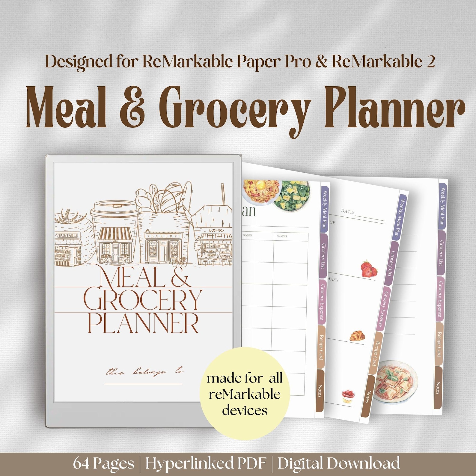 Meal Planner for Remarkable 2 & Remarkable Paper Pro: Grocery List ...