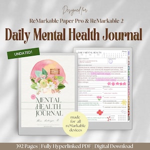 Mental Health Journal for reMarkable Paper Pro & ReMarkalbe 2: Wellness, Self Care, Mindfulness
