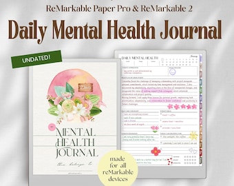 Mental Health Journal for reMarkable Paper Pro & ReMarkalbe 2: Wellness, Self Care, Mindfulness