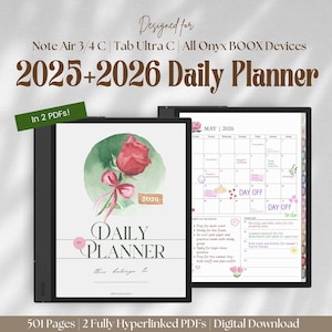 2025-2026 Daily Planner for Onyx Boox: Digital Habit Tracker (PDF Download)