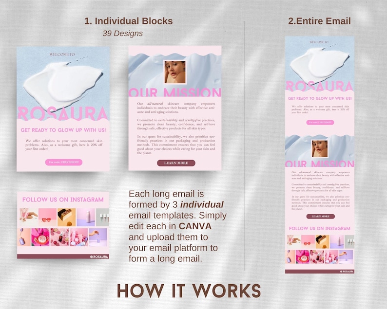Klaviyo Email Marketing Templates: Skincare, Welcome Sequence Pink image 6