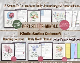 Digital Notebook Planner Bundle for Kindle Scribe Colorsoft: Budget, Work, Reading, Daily Journal