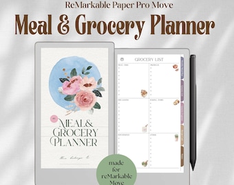 Meal Planner for ReMarkable Paper Pro Move: Grocery List, Recipe, Budget Tracker (PDF Template)