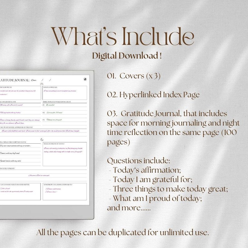 Gratitude Journal Template for Remarkable Paper Pro & Remarkable 2 ...