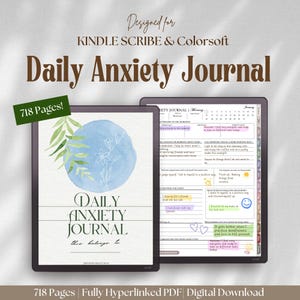 Anxiety Journal Kindle Scribe Colorsoft: Hyperlink Daily Wellness Planner with Prompts, Self Care, Gratitude