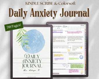 Anxiety Journal Kindle Scribe Colorsoft: Hyperlink Daily Wellness Planner with Prompts, Self Care, Gratitude
