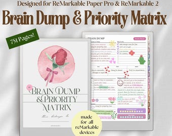 Brain Dump Priority Matrix for ReMarkable Paper Pro & ReMarkable 2: Daily To Do Checklist