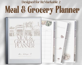 Meal Planner for ReMarkable 2 Templates | Grocery List Shopping Budget To Do Expense Tracker Daily Planner Nots Food Journal Weight Loss