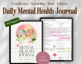 Mental Health Journal Goodnotes iPad Notability Template: Wellness, Self Care, Mindfulness (PDF Template)