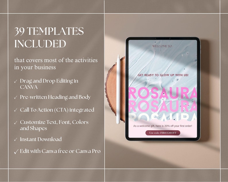 Klaviyo Email Marketing Templates: Skincare, Welcome Sequence Pink image 3