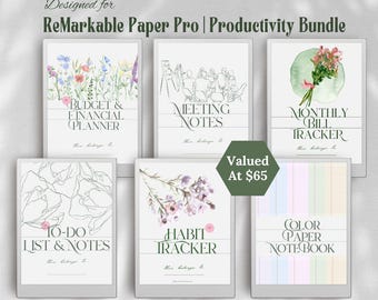 Paquete de productividad para ReMarkable Paper Pro / ReMarkable Pro Notebook, planificador de presupuesto, registro de hábitos, planificador de notas de reuniones, registro de facturas