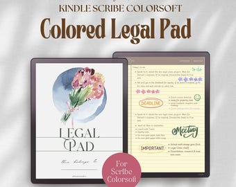 Legal Pad Work Notebook Kindle Scribe Colorsoft: Hyperlinked PDF, Project Planner, Task Tracker