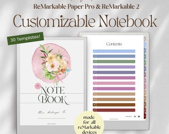 Digital Notebook for ReMarkable 2 & Paper Pro: 30 Note Templates, Meeting Notes, Daily Journal