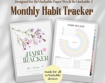 Habit Tracker for ReMarkable Paper Pro & ReMarkable 2: Mood, Health, Self Care (PDF)
