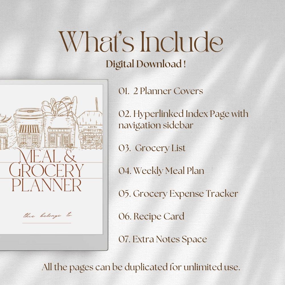 Meal Planner for Remarkable 2 & Paper Pro: Grocery List, Recipe, Budget ...