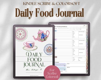 Daily Food Journal Kindle Scribe Colorsoft: Meal Planner, Wellness, Fitness Tracker (PDF)