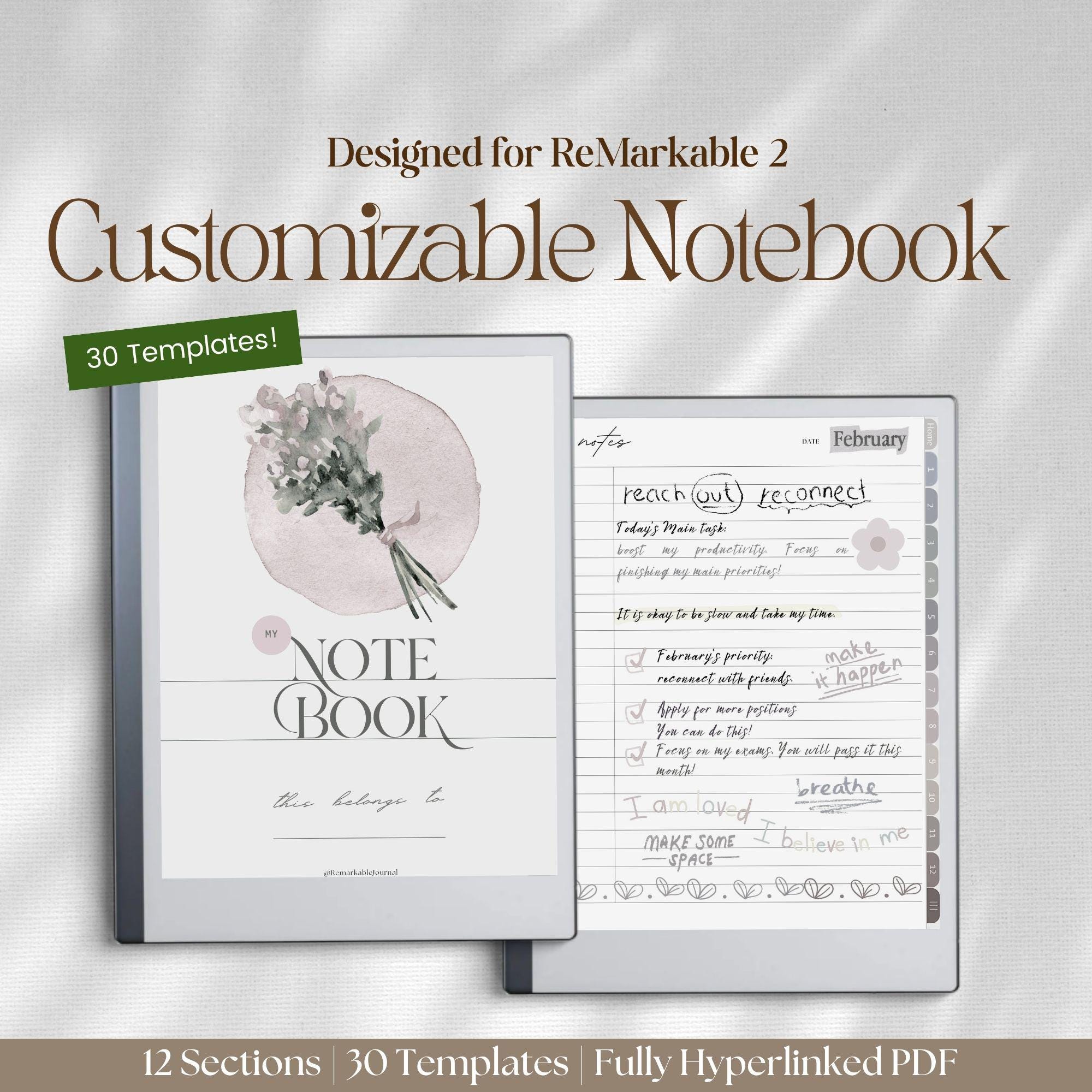 Digital Notebook for ReMarkable 2 Templates | Notes Taking Template Notepad Legal Pad Daily Planner To Do List with Tabs Daily Journal
