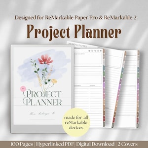 Projektplaner für reMarkable Paper Pro & ReMarkable 2 Template | Arbeitsplaner, To Do Meeting Notizen Planer Projekt Notizbuch Aufgaben Tracker