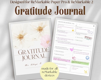 Gratitude Journal for reMarkable Paper Pro & reMarkable 2: Self Care, Wellness, Mental Health