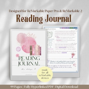 Diario di lettura per ReMarkable Paper Pro e ReMarkable 2 Modello / Elenco di lettura Registro di lettura Serie di quaderni di revisione Tracker di lettura