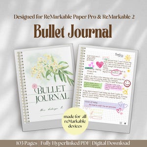Bullet Journal for ReMarkable Paper Pro & ReMarkable 2 Templates| Daily Journal Notebook To Do List Habit Tracker for ReMarkable Pro