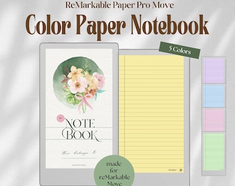 Color Notebook for ReMarkable Paper Pro Move: Meeting Notes, Daily Journal, Lined