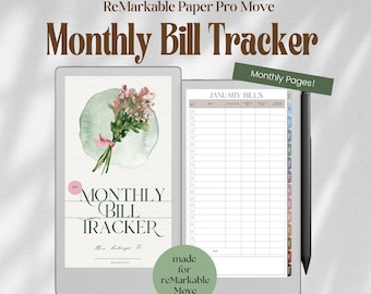 Monthly Bill Tracker for ReMarkable Paper Pro Move: Budget, Paycheck, and Finance Planner
