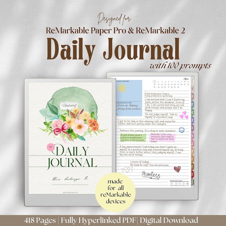 Daily Journal for Remarkable 2 & Remarkable Paper Pro: Gratitude, Diary ...
