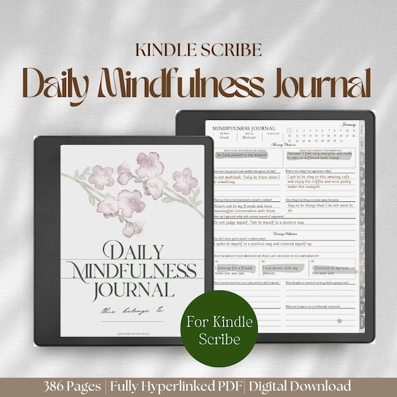 Daily Mindfulness Journal Kindle Scribe & Colorsoft: Gratitude, Self Care, Wellness, Habit Tracker (PDF)