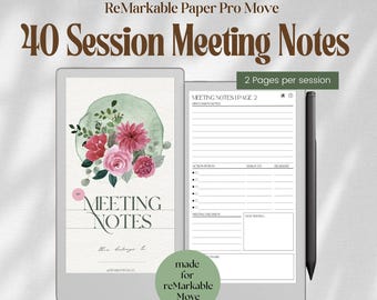 Meeting Notes Template for ReMarkable Paper Pro Move: Manage Project, Work, and Meeting Minutes