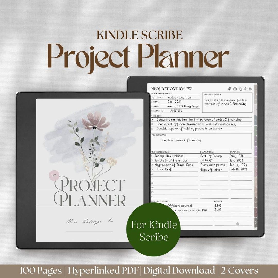 Kindle Scribe Colorsoft Project Planner: Task Tracker, Meeting Notes ...