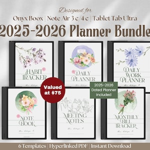 2025-2026 Planner Bundle for Onyx Boox: Daily, Work, Bill, and Habit Tracker & Notebook (PDF)