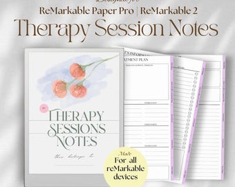 Therapy Sessions Notebook for ReMarkable Pro & ReMarkable 2: Client Management, Therapist Notes (PDF Download)